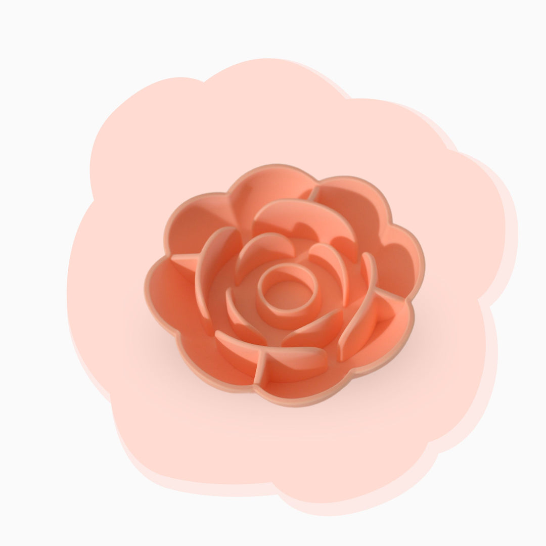 Blossom Slow Feeder Bowl – Coral Peach Flower Design for Dogs & Cats
