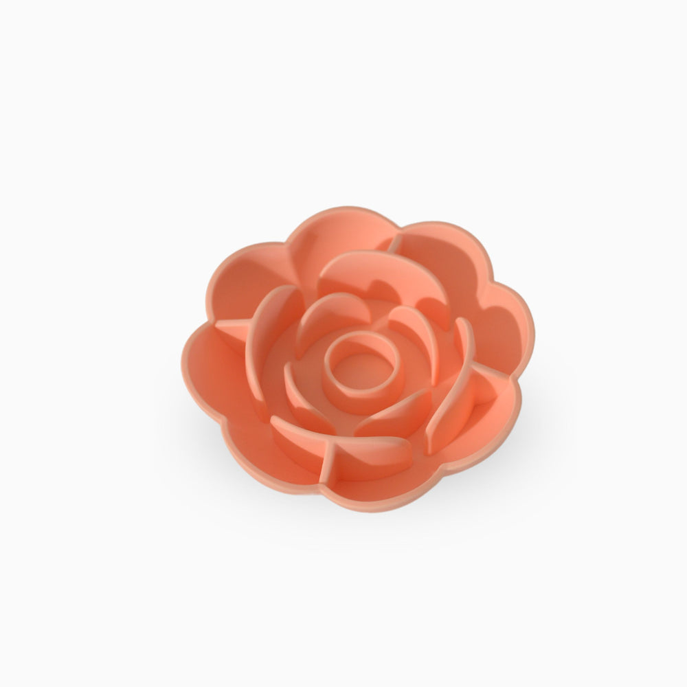 Coral Peach Pet Slow Feeder – Blossom Floral Shape Dog & Cat Bowl