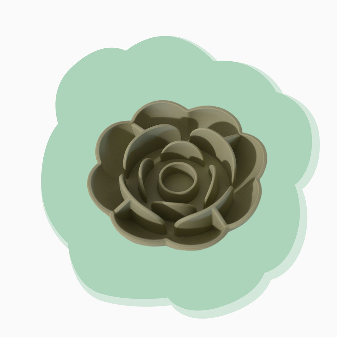 Premium Sage Blossom Slow Feeder Bowl – Eco-Friendly Floral Design for Dogs & Cats