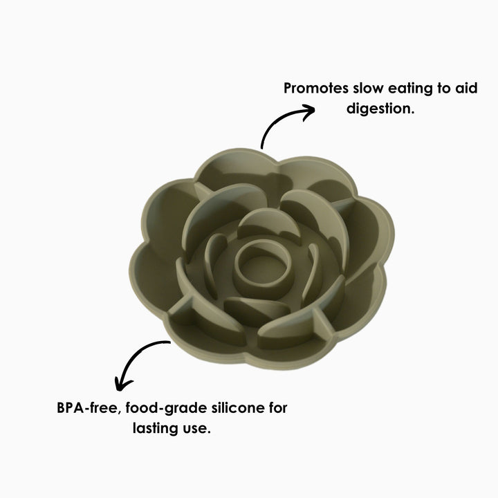 Eco-Friendly Sage Blossom Slow Feeder with Suction Base – Improves Digestion