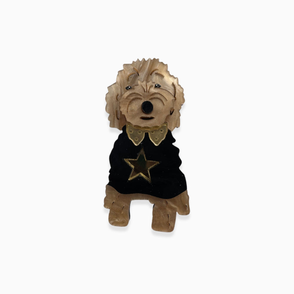 Small puppy figurine wearing sweater – decorative accessory for pet lovers