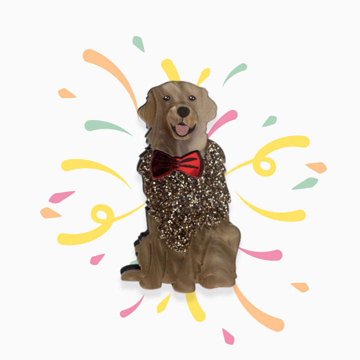 Brown dog figurine with sweater outfit – unique collectible gift