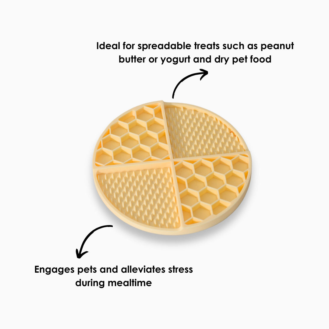 Durable food-grade silicone enrichment mat – easy-to-clean pet slow feeder in yellow