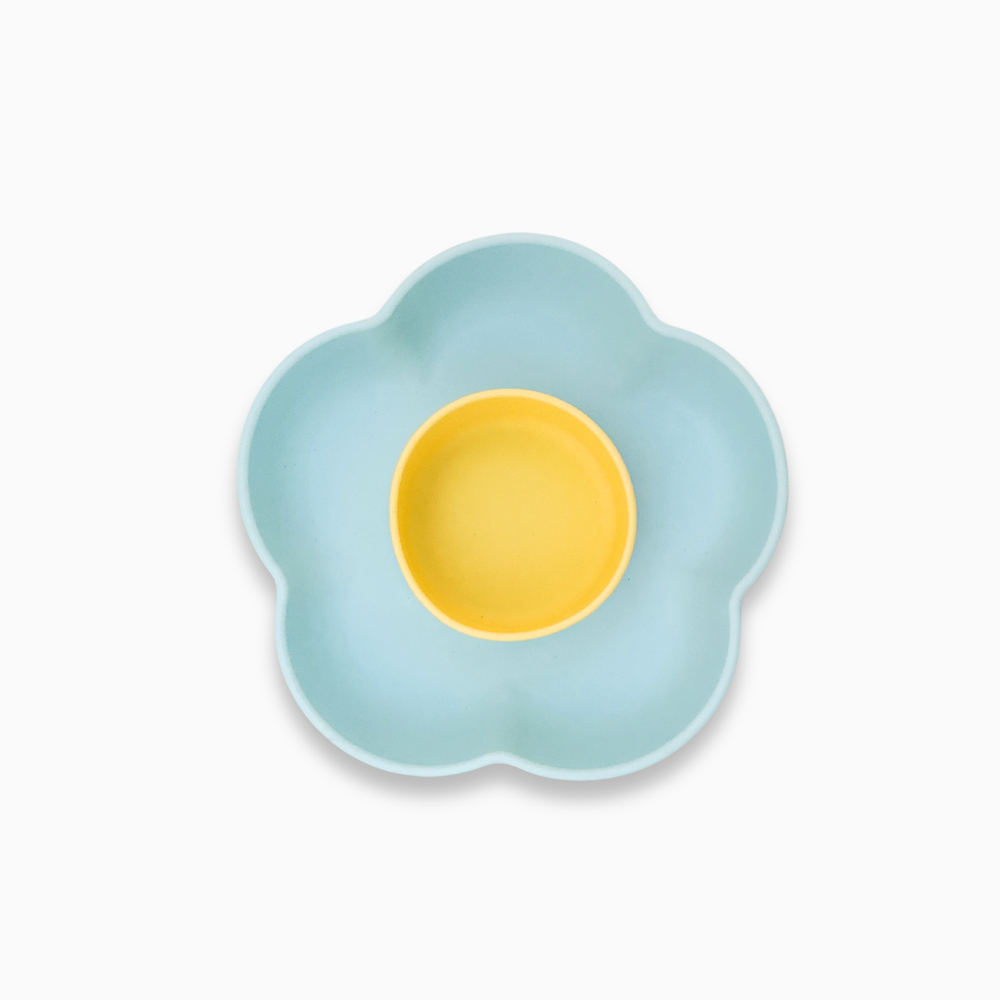 Blue 2-in-1 Pet Bowl – Cute Flower Shaped Feeding Dish for Pets