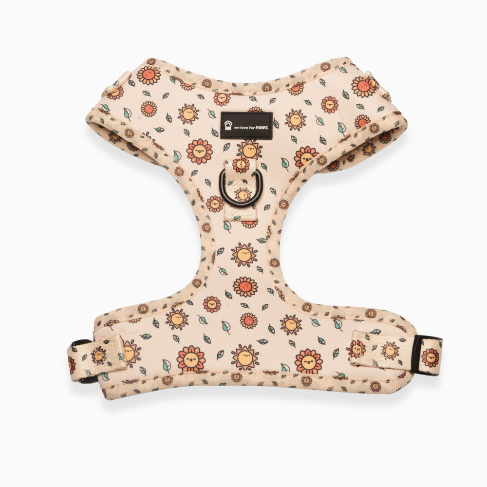 Front view of Yellow Sunshine breathable dog harness