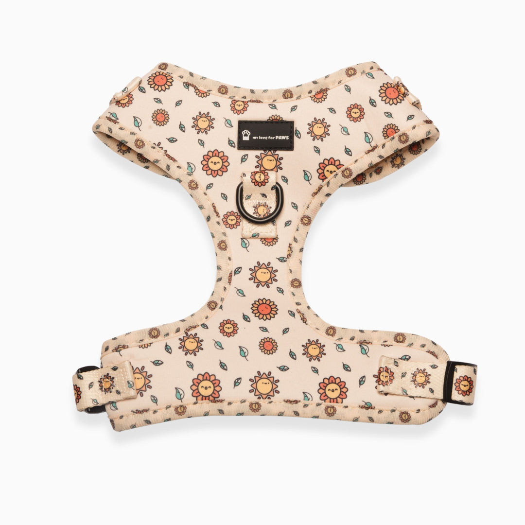 Front view of Yellow Sunshine breathable dog harness