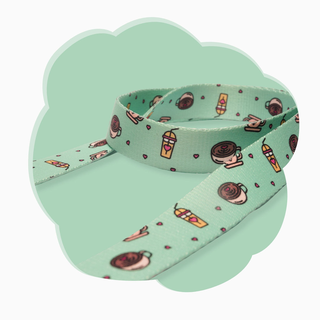 Green Donut dog leash with playful donut pattern for safe dog walking